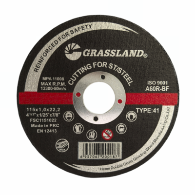 115X1X22.2, Thinner Design GRASSLAND 115mm Cutting Wheel for Faster and Cleaner Cuts on Steel and Stainless Steel INOX