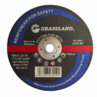 GRASSLAND 7 Inch Inox Grinding Discs with Monocrystalline Fused Alumina 180mm X 3.2mm X 16mm