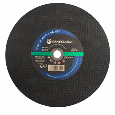 Grassland 14" Stainless Steel Cutting Discs Monocrystalline Fused Alumina Abrasive R Grade Hardness 355x4.0x25.4mm Diameter
